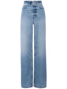 Shop FRAME The 1978 wide-leg jeans Sustainable Denim, Mother Jeans, Everyday Chic, Yoko London, Washed Denim, Vintage Inspired Design, Frame Denim, White Tee, Street Style Outfit