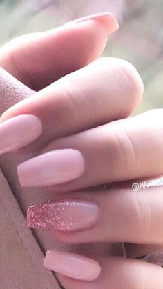 Baby Pink Nails Acrylic, Elegant Touch Nails, Baby Pink Nails, Glitter Nails Acrylic, Pink Glitter Nails, Nails Aesthetic, Her Nails, Nails Glitter, Aesthetic White