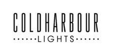 the words coldharbour lights are in black and white letters on a white background