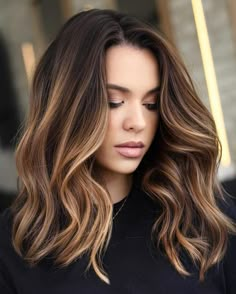 Delicate Brown Blonde Highlights on Chocolate Hair Brown Hair Underneath, Light Brown Hair With Highlights, Short Light Brown Hair, Brown Auburn Hair, Chestnut Brown Hair, Brown Hair Shades, Brown With Blonde Highlights, Hair With Highlights, Lighter Hair