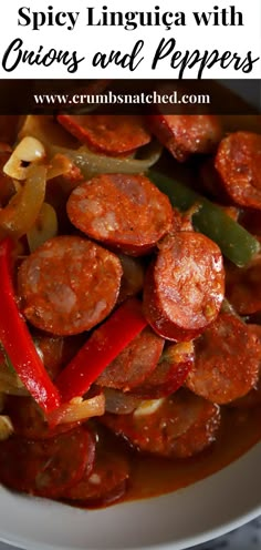 a white bowl filled with hot dogs and peppers