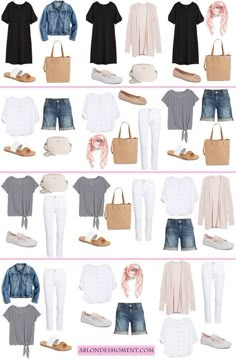 Travel Outfits & How to Pack a Carry-on: 13 pieces and 12 outfits in a carry-on. Mode Over 50, Blonde Moments, Mode Tips, Travel Capsule, Travel Capsule Wardrobe, Clothes And Shoes, Cruise Outfits, Summer Capsule Wardrobe, Travel Outfits