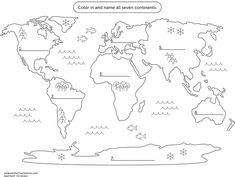 the map of the world with countries and numbers to print out for children's coloring pages