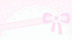 a pink background with a bow and ribbon on the top, in front of a white cloud