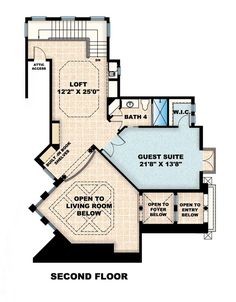 the second floor plan for a home with an indoor swimming pool and hot tub area