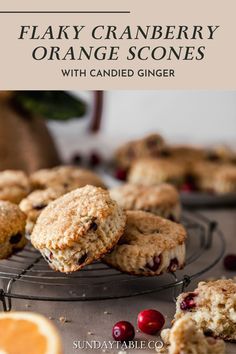 an image of orange cranberry scones with candied ginger