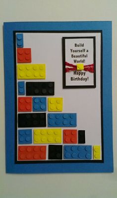 a birthday card made out of lego blocks