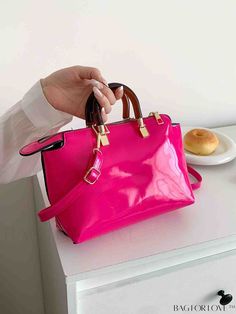 BagForLove - Chic Pink PU Leather Handbag: Stylish and Trendy Trendy Pink Satchel For Casual Use, Pink Satchel Box Bag For Shopping, Pink Box Bag With Adjustable Strap For Shopping, Pink Handheld Satchel For Errands, Pink Satchel With Zipper Closure For Shopping, Pink Satchel For Errands, Trendy Pink Satchel For Shopping, Pink Crossbody Satchel For Errands, Pink Satchel Box Bag For Errands