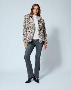 Hello, drama! Made of oh-so-soft faux mink fur, this moto jacket is as gorgeous styled with jeans for girls' night as it is over a dress for dinner and dancing. Dress For Dinner, Jumpsuit Jacket, Outerwear Vest, Dinner Dress, Mink Fur, Faux Fur Jacket, Jacket Sale, Moto Jacket, Fur Jacket