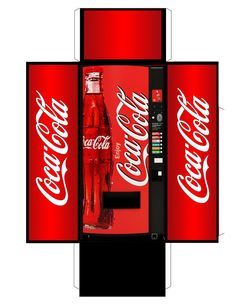 a coca - cola vending machine cut out into four sections