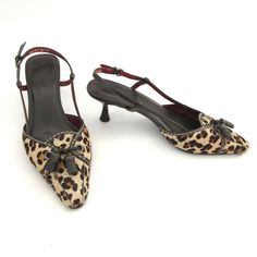 Cole Haan Womens 6.5 Heels Brown Leopard Calf Hair Tassels Pointy Toe Slingback #ColeHaan #Slingbacks Hair Tassels, Classy Heels, Heels Brown, Casual High Heels, Fantastic Shoes, Designer High Heels, Heels Classy, Next Clothes