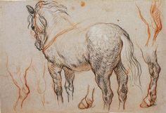 a drawing of a horse standing next to another horse