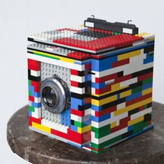 an old fashioned camera made out of legos