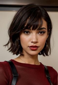 French Bob Hair Color Ideas, French Bob With Bangs Thick Hair, Bob With French Bangs, French Bob With Highlights, Copper French Bob, Bob With Bangs Curly Hair, French Bob With Bangs Fine Hair, Cowgirl Bob Hair, Long Bob Con Flequillo