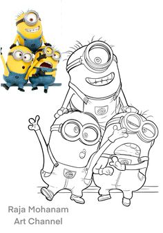 the minions from despicable me coloring page with two minion characters in front