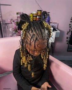 Braids For 11-12, Kids Fulani Braids, Kids Braids With Beads, Kids' Hairstyles, Kay Kay