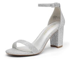 Update your stride with this feminine sandal embellished with a chic block heel for a modern step. From Dream Pairs. Silver Glitter Heels, Prom 2023, Prom 2024, Low Heel Pumps, Prom Heels, Prom Inspo, Glitter Heels, Square Toe Heels, Chunky Heels Sandals