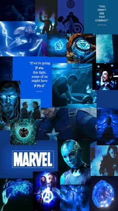 a collage of images with the words marvel on them