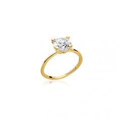 Bague MJ Solitaire Zircon 5mm Plaqué Or