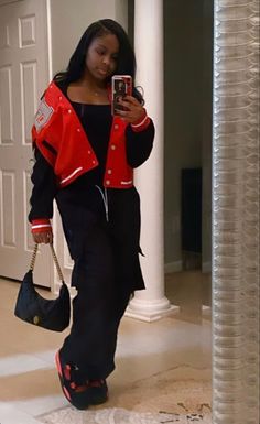 Red Outfit Black Women, Black And Red Outfit, Boujee Outfits, Teenage Fashion, Baddie Outfits Casual, Red Outfit, Dope Outfits, Girly Fashion