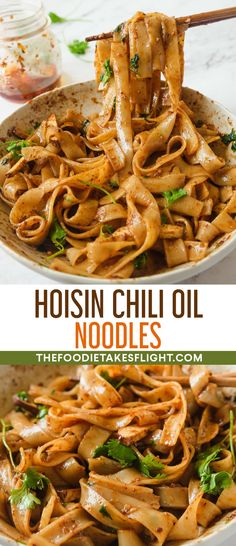 this is an image of hoisin chili oil noodles