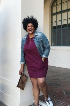 We love how @dee_ellerbe styled our Go-To Burgundy Dress in this amazing fall layeres look! A seasonless take on elegance, our Go-To Dress is a modern silhouette for day and night. We design wardrobe warriors based on needs we heard from women and from our own experience. You can feel at ease knowing these dresses deliver fit perfection, stunning functionality and flawless style with every wear. #plussizedress #falllayering #styleinspiration #curvygirloutfits #streetwearfashion #plussizeoutfits Plus Size Designer Dresses, Style Inspiration Street, Heavenly Bodies, Plus Size Style, Plus Size Outfit, Design Wardrobe, Plus Size Designers, Summer Ideas, Looks Street Style