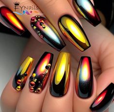 Black Chrome Nail, Chrome Nail Design, Black Chrome Nails, Daisy Acrylic Nails, Metallic Nail, Hair Skin And Nails, Metallic Nail Polish, Chrome Nails Designs, Chrome Nail