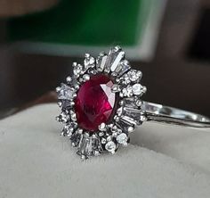 Victoria Ruby Ring Sterling Silver Ring Engagement Ring - Etsy Dazzling Oval Rings For Party, Elegant Ruby Ring With Diamond For Party, Oval Brilliant Cut Party Ring, Oval Diamond Gemstone Ring For Party, Oval Diamond Ring For Party, Oval Halo Setting Rings For Party, Oval Gemstone Rings For Party, Oval Fine Jewelry Rings For Party, Oval Gemstone Party Rings