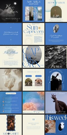 Versatile Blue Aesthetic Astrology | Canva Template Bundle Spiritual Instagram Posts, Astrology Instagram Feed, Astrology Aesthetic Zodiac, Zodiac Instagram, Astrology Aesthetic