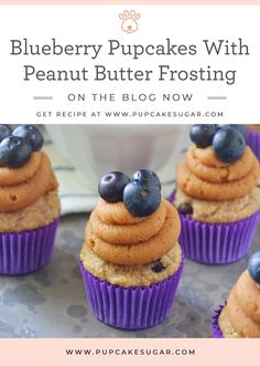 blueberry cupcakes with peanut butter frosting on the blog now