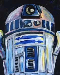 a painting of a star wars r2d2 helmet