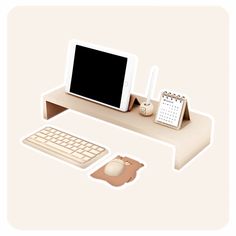 a desktop computer sitting on top of a wooden desk next to a keyboard and mouse