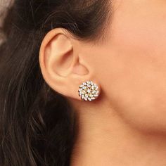 Shop Zinnia Cluster Diamond Stud Earrings Online | CaratLane US