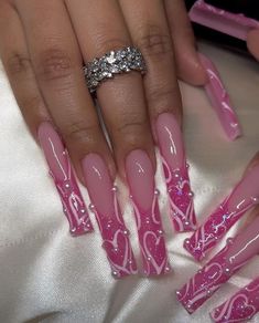 Long Square Acrylic Nails Pink, Acrylic Nails Coffin Pink