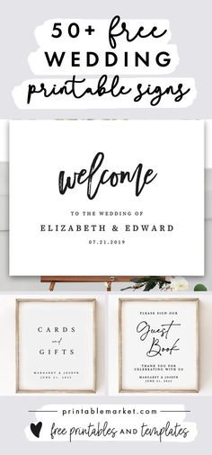 wedding signs with the words welcome and free printables