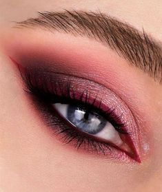 Red Makeup Prom Looks, Maroon Makeup, Maroon Eye Makeup, Red Eyeshadow Look, Red Smokey Eye, Red Makeup Looks, Competition Makeup, Red Eye Makeup