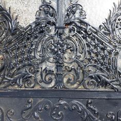 an ornate iron gate with vines and flowers on it