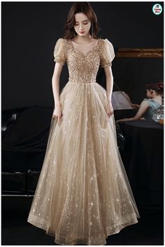 Golden Prom Dress, Prom Dress A Line, Debut Dresses, Gold Tulle, A Line Prom Dress, Prom Dress Evening, Golden Dress, A Line Evening Dress, A Line Prom Dresses