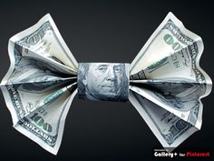 a bow tie made out of one hundred dollar bills is featured in this image with the caption gallery for photography