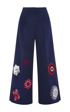 Navy Cropped Pleated Pants With Appliqué by MSGM Now Available on Moda Operandi Perfect Pant, Costume Collection, Tailored Pants, Cropped Trousers, In The Mood, Navy Pants, The Mood