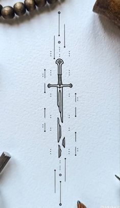 Lord Of The Rings Tattoo Anduril, Lotr Narsil Drawing, Lightsaber Line Art, Modern Line Tattoo, Lord Of The Rings Narsil Tattoo, Glamdring Tattoo Lord Of The Rings, Fine Line Lord Of The Rings Tattoo, Minimal Lotr Tattoo, Lotr Simple Art