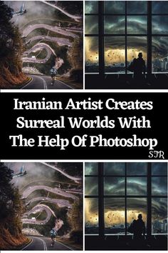 the cover for an article about surreal world with the help of photoshop, featuring multiple images