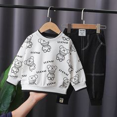 Cartoon Tops, Print Outerwear, Warm Clothes, Long Sleeve Knit Dress, Clothes Set, Warm Outfits, Toddler Kids