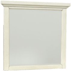 a white framed mirror on a white wall