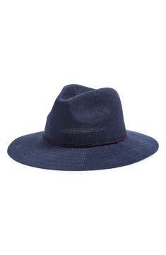 Fresh cotton designed to mimic the texture of intricately woven raffia brings transitional charm to your look in this Panama hat. 100% cotton Hand wash, dry flat Imported Casual Handwoven Panama Hat, Packable Short Brim Straw Hat, Woven Fedora For Warm Weather, Travel Straw Fedora With Woven Details, Casual Woven Panama Hat For Travel, Casual Handwoven Hats For Travel, Handwoven Fedora Hat For Travel, Casual Handwoven Travel Hat, Chic Cotton Beach Hat