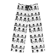 These Skull and Bones Men's Pajama Pants offer a cool and edgy vibe, perfect for lounging around the house or sleeping in comfort. Ideal for men who enjoy unique and bold designs, these pajama pants are a great addition to any wardrobe. Relevant for Halloween, sleepovers, or just relaxing at home. Product features - 100% polyester jersey for a bright and crisp print - Double needle stitching for durability - Adjustable drawstring waist for the perfect fit - All over print covering the entire product - Relaxed comfort fit perfect for lounging Care instructions - Do not dryclean - Do not iron - Tumble dry: low heat - Do not bleach - Machine wash: cold (max 30C or 90F) Gothic Skeleton, Pj Bottoms, Mens Pajama Pants, Sleep Shorts, Pajama Robe, Mens Pajamas, Skull And Bones, Nightwear, Halloween Shopping