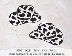 two black and white hats on top of each other with the words svg dxf eps png free commercial use for small business