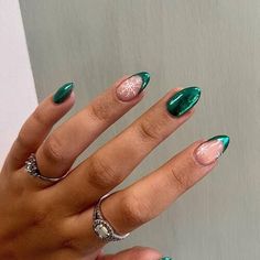 green christmas nails Nail Ideas For Christmas, Green Christmas Nails, Green Nail Ideas, Green With Gold Accents, Deep Forest Green, Green Nail, Ideas For Christmas, Candy Cane Stripes