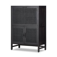 Caprice Bar Cabinet Bar & Wine Storage Four Hands Black W/ Black Wash Mango Shelving For Storage, Chic Workspace, Wood Bar Cabinet, Iron Hardware, Hide Rug, Ottoman Stool, Accent Throw Pillows, Wood Bar, Outdoor Dining Furniture