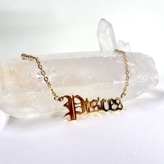 Pisces Necklace, Pisces Script Necklace, Pisces Zodiac Sign Necklace, Zodiac Gift, Pisces  Name Necklace, Pisces Old English Necklace, Pisces Gifts Old English Script, Star Sign Necklace, Pisces Necklace, Script Necklace, Script Design, Sign Necklace, Water Signs, Pisces Zodiac, Know Who You Are